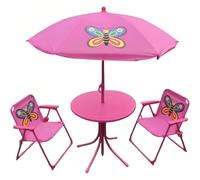 SAYEYBU 4-Piece Kids Patio Set, Garden Toddler Picnic Table with Umbrella and 2 Folding Chairs, Outdoor Children Furniture Set for 3-6 Years Old Boys Girls,01