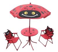 SAYEYBU 4-Piece Kids Patio Set, Garden Toddler Picnic Table with Umbrella and 2 Folding Chairs, Outdoor Children Furniture Set for 3-6 Years Old Boys Girls,02