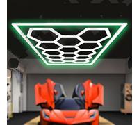 SAYEYBU 672W Hexagon Garage LED Light, RGB Color Light Honeycomb Light, High Brightness, Basement, Car Beauty Shop, Store, Gym, Workshop,green