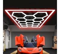 SAYEYBU 672W Hexagon Garage LED Light, RGB Color Light Honeycomb Light, High Brightness, Basement, Car Beauty Shop, Store, Gym, Workshop,red