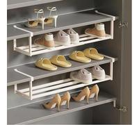 SAYEYBU Adjustable Retractable Shoe Rack Organizer, 15.74-27.55 Inch Expandable Hanging Shelf, Under Cabinet Storage for Shoes, Clothing, Kitchen Items,White,2pcs