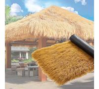 SAYEYBU Artificial Thatch Grass Roof Roll, Waterproof Fire Resistant Thatch for Patio, Pool, Beach, Tropical Decor for Hawaiian Party and Hut Roofing,Yellow,3m/118in