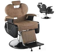 SAYEYBU Barber Chair, 360° Swivel Hydraulic Reclining Salon Chair, Heavy Duty Hairdresser Chair with Adjustable Headrest and Footrest, Beauty Spa Equipment for Hair Stylist, Tattoo,Brown
