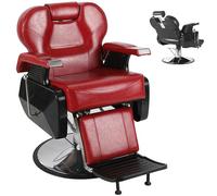 SAYEYBU Barber Chair, 360° Swivel Hydraulic Reclining Salon Chair, Heavy Duty Hairdresser Chair with Adjustable Headrest and Footrest, Beauty Spa Equipment for Hair Stylist, Tattoo,Red