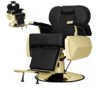SAYEYBU Barber Chair, 360° Swivel Hydraulic Reclining Salon Chair, Heavy Duty Hairdresser Chair with Adjustable Headrest and Footrest, Beauty Spa Equipment for Hair Stylist, Tattoo,gold