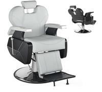 SAYEYBU Barber Chair, 360° Swivel Hydraulic Reclining Salon Chair, Heavy Duty Hairdresser Chair with Adjustable Headrest and Footrest, Beauty Spa Equipment for Hair Stylist, Tattoo,Grey