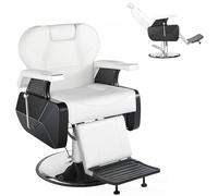 SAYEYBU Barber Chair, 360° Swivel Hydraulic Reclining Salon Chair, Heavy Duty Hairdresser Chair with Adjustable Headrest and Footrest, Beauty Spa Equipment for Hair Stylist, Tattoo,white