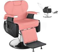 SAYEYBU Barber Chair, 360° Swivel Hydraulic Reclining Salon Chair, Heavy Duty Hairdresser Chair with Adjustable Headrest and Footrest, Beauty Spa Equipment for Hair Stylist, Tattoo,Pink