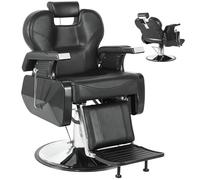 SAYEYBU Barber Chair, 360° Swivel Hydraulic Reclining Salon Chair, Heavy Duty Hairdresser Chair with Adjustable Headrest and Footrest, Beauty Spa Equipment for Hair Stylist, Tattoo,Black