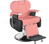 SAYEYBU Barber Salon Chair Barbershop, Vintage Styling Salon Chair All Purpose Hydraulic, Recliner 360° Swivel Professional Hair Cutting Chairs Shampoo Equipment for Salon Beauty,Pink