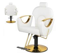 SAYEYBU Barber Salon Chair, Reclining Hair Salon Chair with Professional Hydraulic, Height Adjustable Shampoo Chairs, Multi Function Shampoo Beauty Braiding Hairdresser Armchair,White