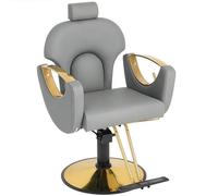 SAYEYBU Barber Salon Chair, Reclining Hair Salon Chair with Professional Hydraulic, Height Adjustable Shampoo Chairs, Multi Function Shampoo Beauty Braiding Hairdresser Armchair,Grey