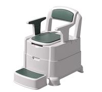 SAYEYBU Bedside Commode Chair, Portable Toilet with Removable Armrests, Non-Slip Commode with Footrest and Sensor Night Light, 2-Level Height, for Elderly and Disabled,Green