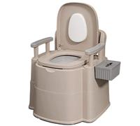 SAYEYBU Bedside Commode, Portable Toilet, Commode Toilet Potty Chair with Detachable Armrest, Back & Handrail Design Commode, 2-Level Height, Camping RV Toilet for Home, Boat, Van, Travel,Grey