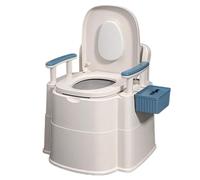 SAYEYBU Bedside Commode, Portable Toilet, Commode Toilet Potty Chair with Detachable Armrest, Back & Handrail Design Commode, 2-Level Height, Camping RV Toilet for Home, Boat, Van, Travel,Blue