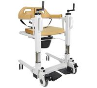 SAYEYBU Bedside Commode Transport Chair, Patient Lift Transfer Wheelchair, Multifunction Wheelchair, Patient Lift Aid with 180° Split Seat, for Elderly Handicapped,A