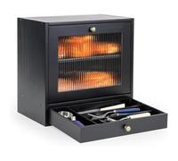 SAYEYBU Bin 2 Layer Wooden Bread Storage Bread Box Holder, Bread Box for Kitchen Countertop, Large Capacity Container Bread Organizer, Farmhouse Keeper Shelf with Drawer Acrylic Window,Black