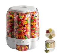 SAYEYBU Candy Dispenser 360° Rotating with 6 Compartments, Multi-grid Large Capacity Grain Storage Container, Airtight Food Storage Container with Lid, for Snacks Cereals Beans,White,L