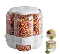 SAYEYBU Candy Dispenser 360° Rotating with 6 Compartments, Multi-grid Large Capacity Grain Storage Container, Airtight Food Storage Container with Lid, for Snacks Cereals Beans,White,M