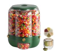 SAYEYBU Candy Dispenser 360° Rotating with 6 Compartments, Multi-grid Large Capacity Grain Storage Container, Airtight Food Storage Container with Lid, for Snacks Cereals Beans,A green,L