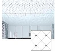 SAYEYBU Ceiling Tiles Panels Coving, Plastic Ceiling Tiles, 5 10 20 30 40 50 Pcs Bathroom Waterproof Wallpaper Tiles for Home Office Decoration, Cutting Panels with Foil Back,06,50pcs