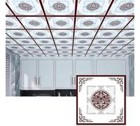SAYEYBU Ceiling Tiles Panels Coving, Plastic Ceiling Tiles, 5 10 20 30 40 50 Pcs Bathroom Waterproof Wallpaper Tiles for Home Office Decoration, Cutting Panels with Foil Back,03,20pcs