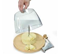 SAYEYBU Cheese Curler Professional, Cheese Curler with Dome Including Dome, Ergonomic Handle Rotating, Cheese Flower Cutter Chocolate Enhance Cooking Wooden Base Stainless Steel