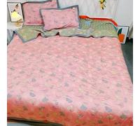 SAYEYBU Cotton Muslin Reversible Ginkgo Bed Quilt, Lightweight and Breathable Super Soft Summer Quilt for Couch,Queen And King Size Bedding,Pink,200 * 230cm