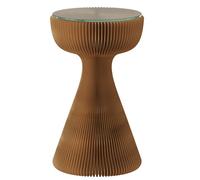 SAYEYBU Creative Glass Side Table, Foldable Paper Table with Tempered Glass Top, Magnetic Assembly Round Coffee Table, Lightweight Kraft Paper Accent Table, Sofa Bedside Table,Brown