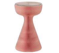 SAYEYBU Creative Glass Side Table, Foldable Paper Table with Tempered Glass Top, Magnetic Assembly Round Coffee Table, Lightweight Kraft Paper Accent Table, Sofa Bedside Table,Pink