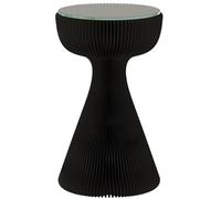 SAYEYBU Creative Glass Side Table, Foldable Paper Table with Tempered Glass Top, Magnetic Assembly Round Coffee Table, Lightweight Kraft Paper Accent Table, Sofa Bedside Table,Black