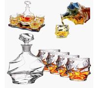 SAYEYBU Crystal Whiskey Decanter Set, Emperor Decanter with Old Fashioned Glasses for Liquor Bourbon Scotch Tequila Snifter, Unique for Men Dad Grandpa Brother Adult