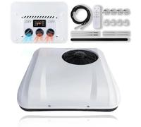 SAYEYBU DC 12V/24V AC Unit Rv Rooftop Air Conditioner, Mini Ultra Thin Ductless Cooling Fast Air Conditioner Unit, Low Noise, Fit Truck Rv Construction Machinery Vehicle,White,12V cool & heat