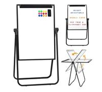 SAYEYBU Double Sided White Board with Stand - Portable Magnetic Whiteboard Easel with Height Adjustable & 360° Rotation for Kids Adults, Standing Dry Erase Board for Presentation,Black,60 * 90cm