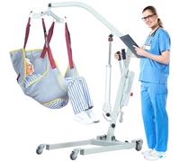 SAYEYBU Electric Patient Lift for Home, wIth Adjustable Base and Sling, Battery-Powered, Supports Up to 180kg, Easy Assembly, for Seniors and Caregivers,A