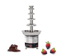 SAYEYBU Electric Stainless Steel Chocolate Fondue Fountain Machine with Clear Acrylic Dust Cover, Adjustable Temperature, Chocolate Waterfall Machine for Party Wedding Buffet,5 Tiers host