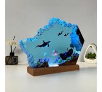 SAYEYBU Epoxy Resin Ocean Lamp, Diver Resin Lamps, Deep Sea Diving Night Light, Humpback Whale And Diver Led Lights, Unique Resin Decorative Ocean Lamp, Best Gift for Family,A,9 * 6in