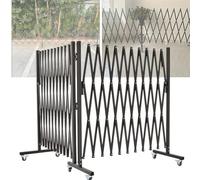 SAYEYBU Expandable Metal Barricade, Portable Safety Barrier with Casters, Folding Scissor Gate, Barricade with Latch Adjustable Fence for Garden Indoor,Brown,550cm
