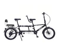 SAYEYBU Foldable Tandem Bike, City Bicycle, 7 Speed Adjustable Cruiser Bike, Folding Bike, with 3 Seats, Disc Brake, Adult Portable City Bicycle,black