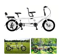 SAYEYBU Foldable Tandem Bike, City Bicycle, 7 Speed Adjustable Cruiser Bike, Folding Bike, with 3 Seats, Disc Brake, Adult Portable City Bicycle,white