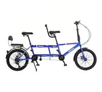 SAYEYBU Foldable Tandem Bike, City Bicycle, 7 Speed Adjustable Cruiser Bike, Folding Bike, with 3 Seats, Disc Brake, Adult Portable City Bicycle,blue