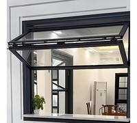 SAYEYBU Folding Sliding Concession Window with Lock - Aluminum Frame, Vertical Double Hung Service Window, 5mm Tempered Glass, Flush Mount for Food Truck, Snack Bar, Coffee Shop,01,WxH:22x24in/56x61cm