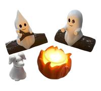 SAYEYBU Ghost Campfire Nightlight, Halloween Night Light, Cute Cozy Spooky Statue Halloween Decorations for Home Mantel or Desk, Funny Halloween Decor Ghosts,03