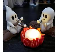 SAYEYBU Ghost Night Light, Cute Halloween Decorations, Flickering Halloween Lights, Spooky Ghost Campfire Nightlight Spooky Home Decor, for Home Mantel or Desk Gifts,01