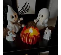 SAYEYBU Ghost Night Light, Cute Halloween Decorations, Flickering Halloween Lights, Spooky Ghost Campfire Nightlight Spooky Home Decor, for Home Mantel or Desk Gifts,04