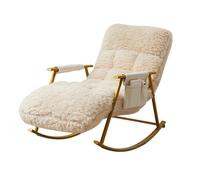 SAYEYBU Glider Rocking Chair with Adjustable Backrest, Teddy Upholstered Reading Chair, Accent Chairs Comfy Side Chair for Living Room Bedroom Offices Indoor Use Glider Recliner,Gold