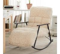 SAYEYBU Glider Rocking Chair with Adjustable Backrest, Teddy Upholstered Reading Chair, Accent Chairs Comfy Side Chair for Living Room Bedroom Offices Indoor Use Glider Recliner,Black