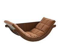 SAYEYBU Glider Rocking Chair with Cushion Indoor Reclining Lounge Chair, Curved Rocking Lounge Chair, Lazy Rocking Chair Table for Bedroom, Living Room, Porch, Garden, Balcony and Backyard,brown,A