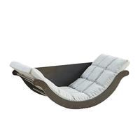 SAYEYBU Glider Rocking Chair with Cushion Indoor Reclining Lounge Chair, Curved Rocking Lounge Chair, Lazy Rocking Chair Table for Bedroom, Living Room, Porch, Garden, Balcony and Backyard,gray,C