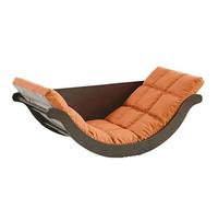 SAYEYBU Glider Rocking Chair with Cushion Indoor Reclining Lounge Chair, Curved Rocking Lounge Chair, Lazy Rocking Chair Table for Bedroom, Living Room, Porch, Garden, Balcony and Backyard,orange,C